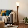 68" Brown And White Solid Wood Novelty Floor Lamp With White Acrylic Cone Shade