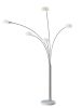 86" Steel Five Light Tree Floor Lamp With White Glass Dome Shade