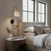 Antique Brass And Black Metal USB Charging Station Wall Lamp With Wood Shelf