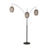 82" Bronze Three Light Tree Floor Lamp With Beige Wicker Cage Shade
