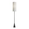 74" Black Floor Lamp With White Fabric Shade
