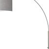 74" Silver Metal Arched Floor Lamp With Gray Linen Drum Shade