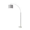 74" Silver Metal Arched Floor Lamp With Gray Linen Drum Shade