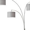 74" Silver Three Light Adjustable Tree Floor Lamp With Gray Linen Drum Shade
