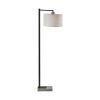 61" Grey And Black Arc Floor Lamp With White Fabric Drum Shade