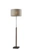 63" Beige And Black Floor Lamp With Beige Fabric Drum Shade