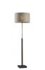 63" Beige And Black Floor Lamp With Beige Fabric Drum Shade