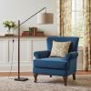 77" Beige And Black Swing Arm Floor Lamp With Beige Fabric Drum Shade