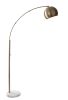 78" Brass Metal Arc Floor Lamp With Brass Metal Bowl Shade