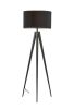 Black Metal Tripod Floor Lamp With Black Fabric Drum Shade