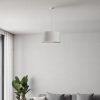 White Fabric Sleek Drum Pendant Lamp