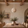 Whitewash Beaded Ball Hanging Pendent Light