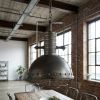 Antiqued Black Metal Hanging Industrial Caged Pendent Light