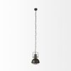 Antiqued Black Metal Hanging Industrial Caged Pendent Light