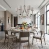 Gold Candle Style Six Light Metal Dimmable Chandelier With White Shades