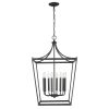 Black Metal Eight Light Dimmable Ceiling Light