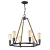 Brown and Black Candle Style Six Light Metal Dimmable Chandelier