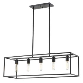 Black Metal Five Light Dimmable Ceiling Light