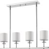 White Metal Four Light Dimmable Ceiling Light With White Shades