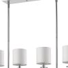 White Metal Four Light Dimmable Ceiling Light With White Shades