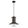 Greta 1-Light Oil-Rubbed Bronze Pendant With Gloss White Interior And Etched Glass Shade