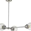 Silver Metal Four Light Dimmable Ceiling Light With Clear Shades