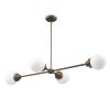 Bronze Metal Four Light Dimmable Ceiling Light With Off White Shades