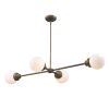 Bronze Metal Four Light Dimmable Ceiling Light With Off White Shades