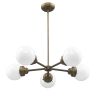 Bronze Five Light Metal Dimmable Chandelier With White Shades