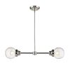 Silver Metal Two Light Dimmable Ceiling Light With Clear Shades