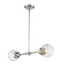 Silver Metal Two Light Dimmable Ceiling Light With Clear Shades