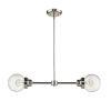 Silver Metal Two Light Dimmable Ceiling Light With Clear Shades