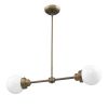 Bronze Metal Two Light Dimmable Ceiling Light With Off White Shades