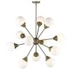 Bronze Sputnik Twelve Light Frosted Metal Dimmable Chandelier With Off White Shades