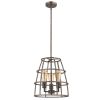 Brown Metal Three Light Dimmable Ceiling Light With Gold Shades