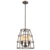 Brown Metal Three Light Dimmable Ceiling Light With Gold Shades