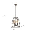 Brown Metal Three Light Dimmable Ceiling Light With Gold Shades