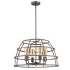 Brown Metal Four Light Dimmable Ceiling Light With Gold Shades