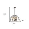 Brown Metal Four Light Dimmable Ceiling Light With Gold Shades