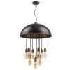 Black Iron Ten Light Dimmable Ceiling Light With Black Shades
