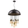 Black Iron Ten Light Dimmable Ceiling Light With Black Shades