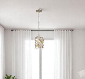 Vitozzi 1-Light Antique Silver Leaf Pendant