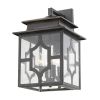 Black And Clear Four Light Seeded Dimmable Outdoor Hanging Lights With Black And Clear Shades