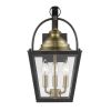 Black Clear And Brass Three Light Transparent Dimmable Outdoor Hanging Lights With Black Clear And Brass Shades