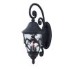 Black And Clear Three Light Frosted Dimmable Outdoor Hanging Lights With Black And Clear Shades