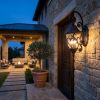Black And Clear Three Light Frosted Dimmable Outdoor Hanging Lights With Black And Clear Shades