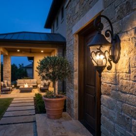 Black And Clear Three Light Frosted Dimmable Outdoor Hanging Lights With Black And Clear Shades