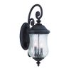 Black And Clear Three Light Seeded Dimmable Outdoor Hanging Lights With Black And Clear Shades