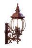 Walnut And Clear Four Light Beveled Dimmable Outdoor Hanging Lights With Walnut And Clear Shades