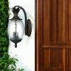 Black And Clear Three Light Crackled Dimmable Outdoor Hanging Lights With Black And Clear Shades